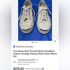 Converse Jack Purcell Shoes Sneakers Cream Vintage Classic